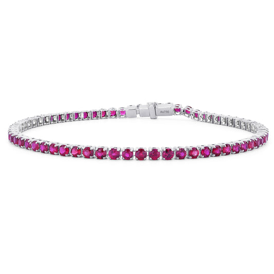 18kt Gold Ultra Light Tennis Ruby Bracelet (1.70mm)