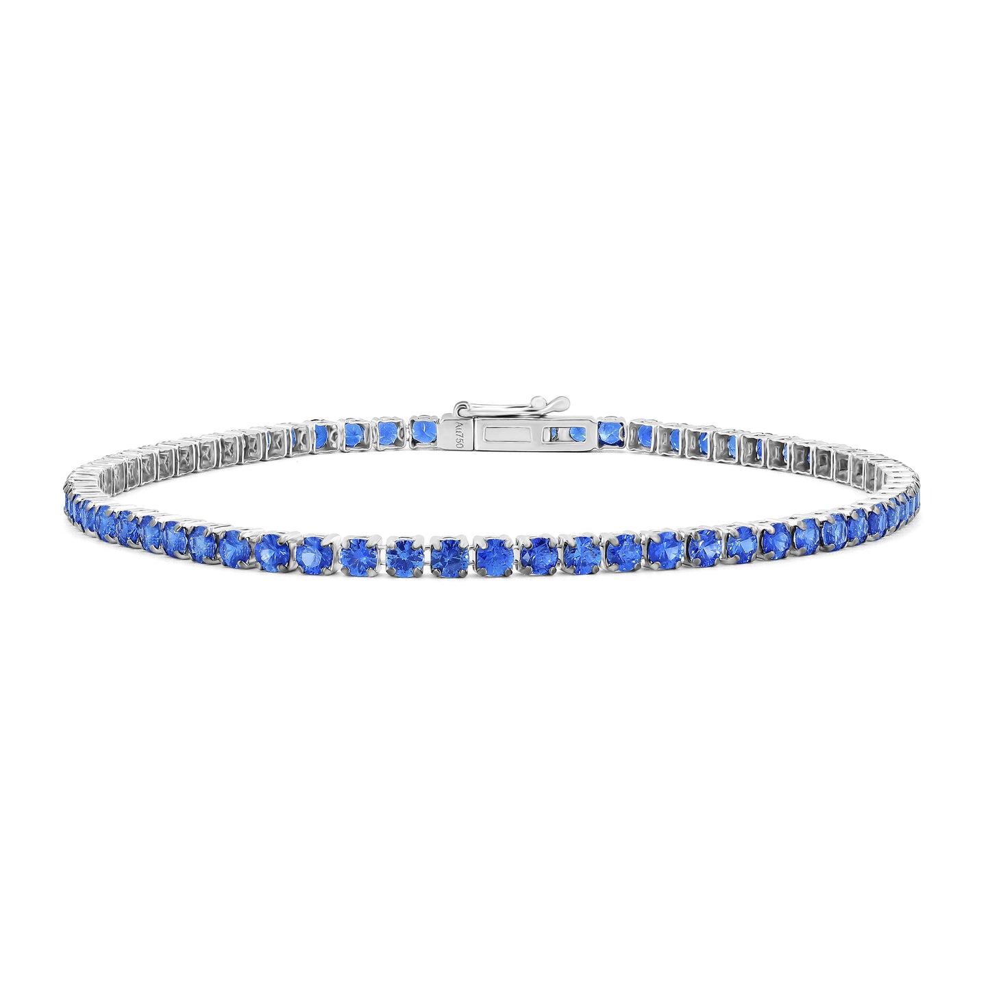 18kt Gold Ultra Light Tennis Blue Sapphire Bracelet (1.70mm)