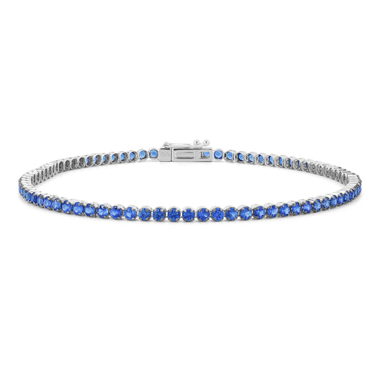 18kt Gold Ultra Light Tennis Blue Sapphire Bracelet (1.50mm)
